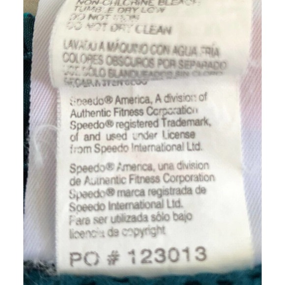 Vintage Speedo Nylon Green Floral Hawaiian Lined Swim Board Shorts Men Size L - Picture 9 of 9